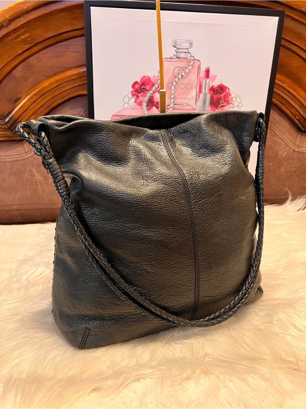 Sigrid Olsen Black Braided-Handle Leather Shoulder Bag - Picture 11 of 15